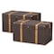 Baxton Studio Stephen Dark Brown Upholstered and Oak Finished 2-Piece Trunk Set 165-10702 - alternate 1